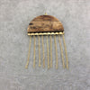 2" Medium Brown Jellyfish Shaped Natural Bone Pendant with Gold Plated Chains - Measuring 52mm x 31mm, 45mm Long Chains 