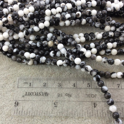 4mm Smooth Natural Zebra Jasper Round/Ball Shaped Beads with 0.8mm Holes - Sold by 15.25" Strands (Approx. 94 Beads) - Quality Gemstone