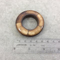 2" Medium Brown Natural Ox Bone Thick Round Donut/Ring Shaped Focal Pendant - Outer Diameter Measures 52mm x 52mm, Approx. - (TR2MBDRPFI)