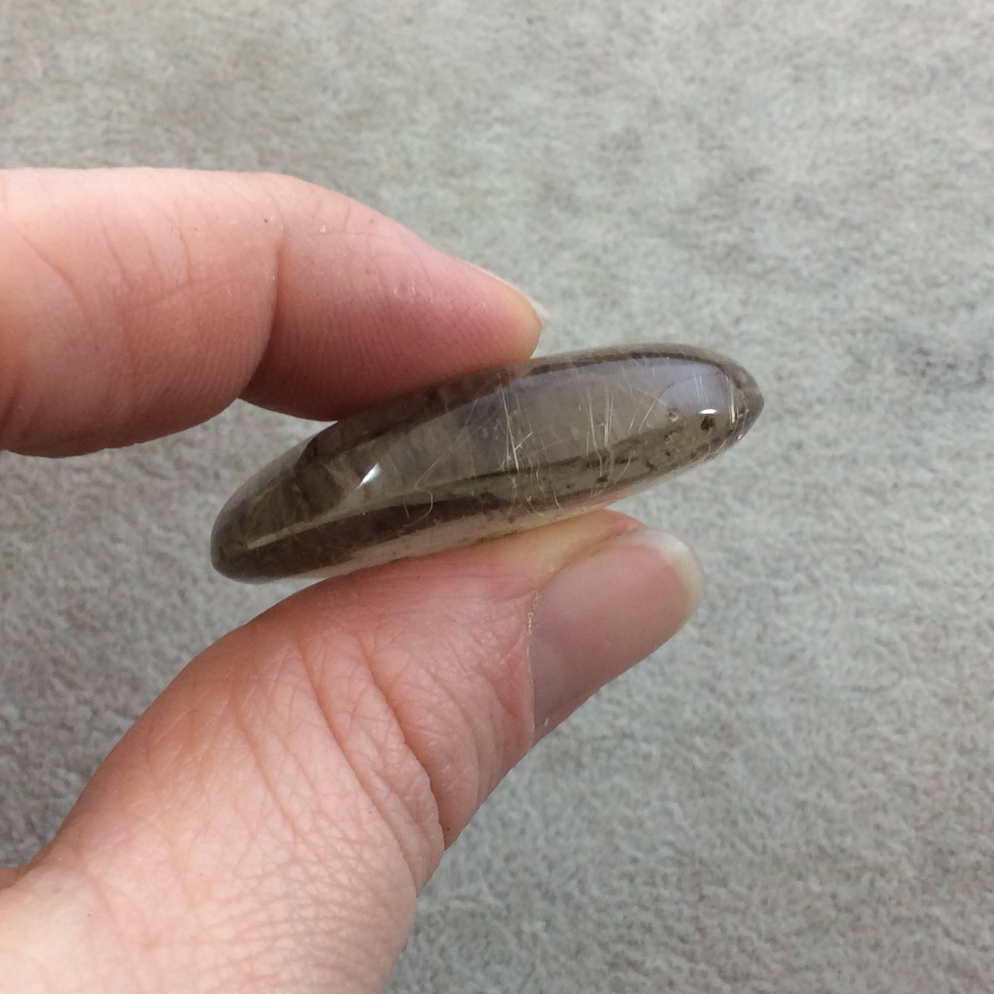 Natural Lodolite (Scenic/Garden Quartz) Oblong Oval Shaped Flat Back Cabochon - Measuring 26mm x 41mm, 11.5mm Dome - Quality Gemstone Cab
