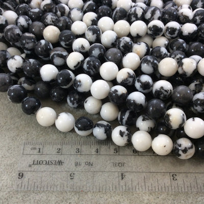 10mm Smooth Natural Zebra Jasper Round/Ball Shaped Beads with 1mm Holes - Sold by 15.5" Strands (Approx. 38 Beads) - Quality Gemstone