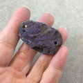 OOAK Rainbow Titanium Freeform Oval Shaped Chalcedony Galaxy Druzy Dual Drilled Connector Slab Bead "R" - Measuring 28mm x 44mm, Approx.