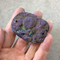 OOAK Rainbow Titanium Freeform Oval Shaped Chalcedony Galaxy Druzy Dual Drilled Connector Slab Bead "JJ" - Measuring 35mm x 53mm, Approx.