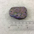 OOAK Rainbow Titanium Freeform Oval Shaped Chalcedony Galaxy Druzy Dual Drilled Connector Slab Bead "JJ" - Measuring 35mm x 53mm, Approx.