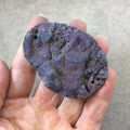 OOAK Rainbow Titanium Freeform Oval Shaped Chalcedony Galaxy Druzy Dual Drilled Connector Slab Bead "KK" - Measuring 45mm x 64mm, Approx.