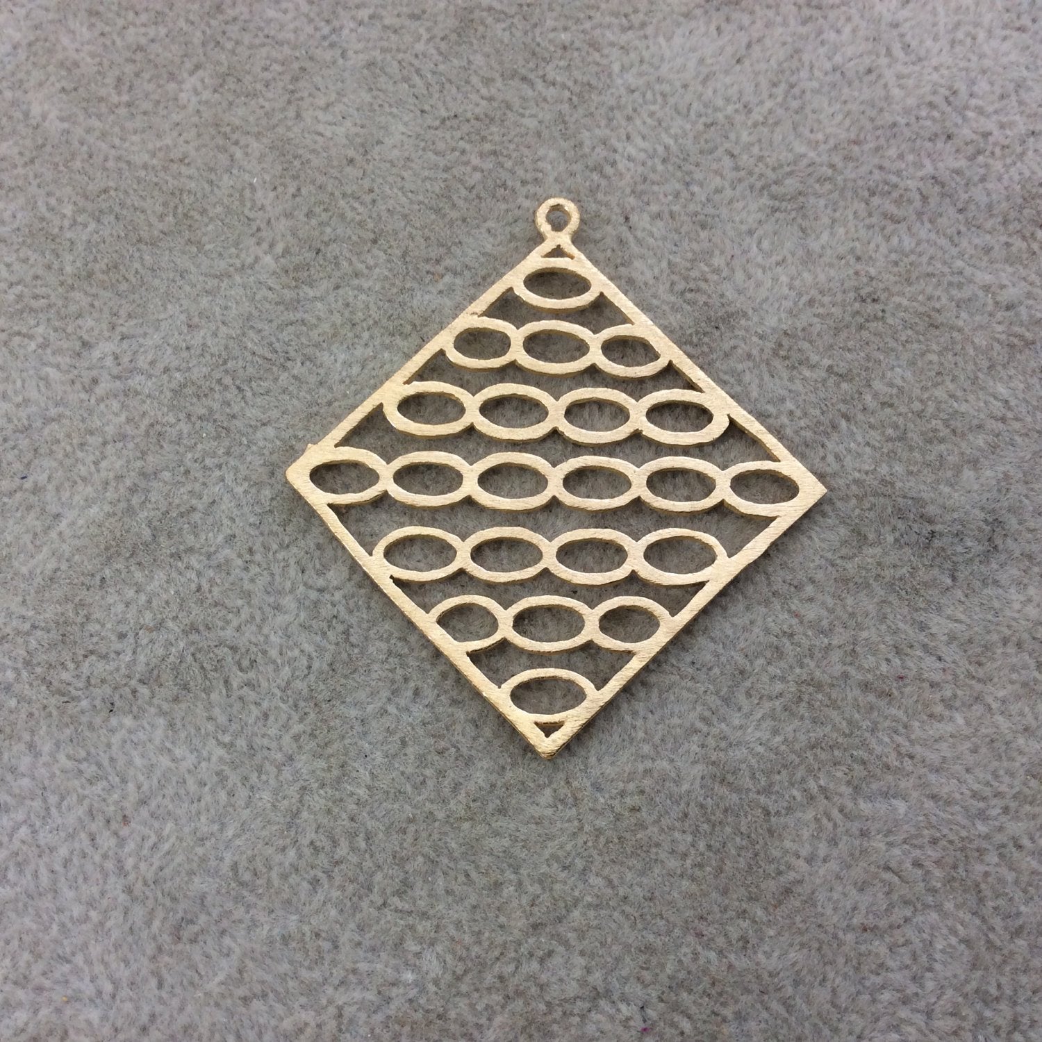 Large Gold Plated Oval Link Cut-Out Diamond Shaped Brushed Finish Copper Components - Measuring 52mm x 52mm - Sold in Packs of 4 (378-GD)