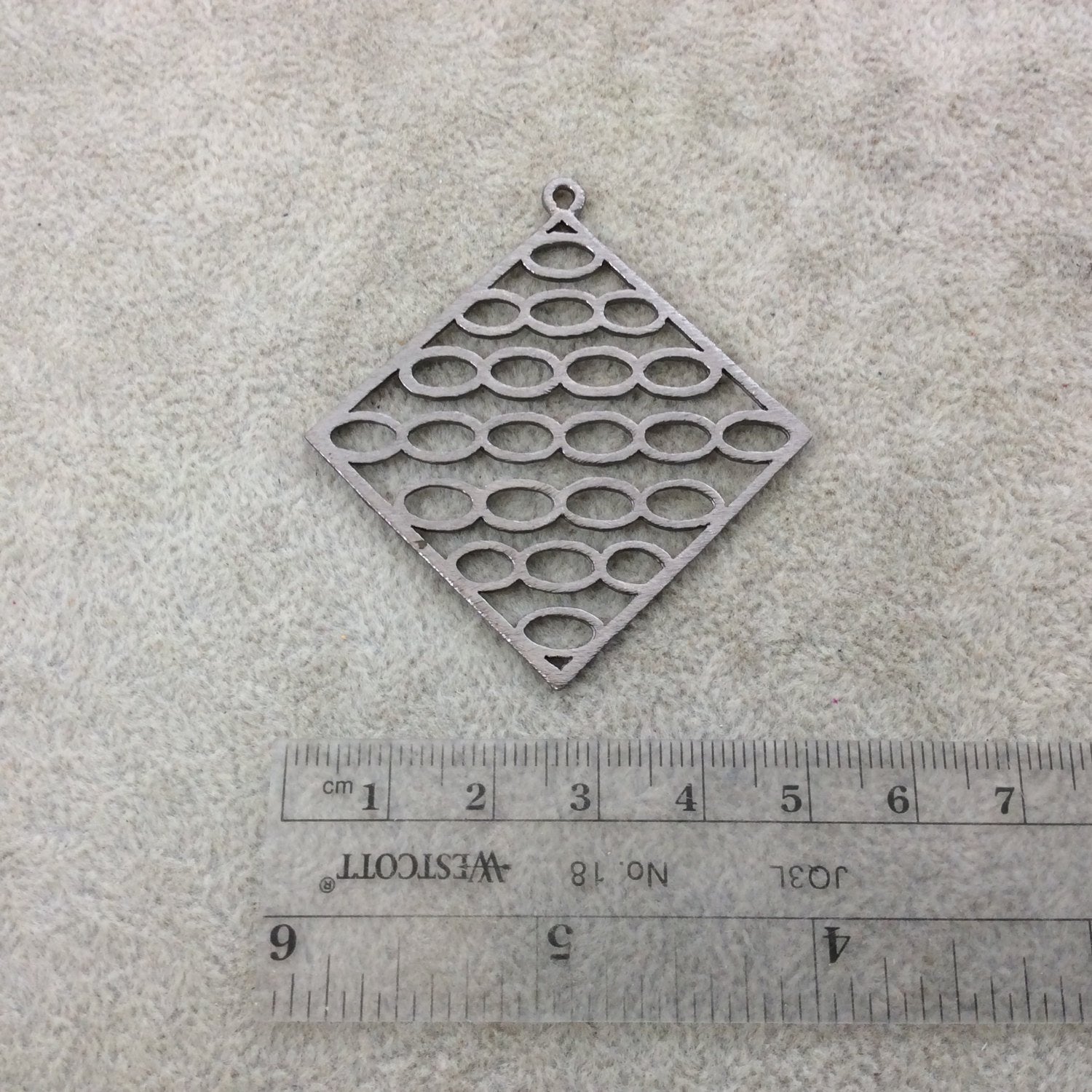 Large Gunmetal Plated Oval Link Cut-Out Diamond Shaped Brushed Finish Copper Components - Measuring 52mm x 52mm -Sold in Packs of 4 (378-GM)