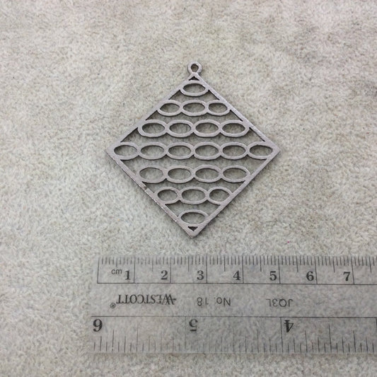 Large Gunmetal Plated Oval Link Cut-Out Diamond Shaped Brushed Finish Copper Components - Measuring 52mm x 52mm -Sold in Packs of 4 (378-GM)