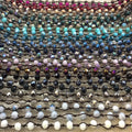 Chinese Crystal Beads | 18" Dark Brown Thread Necklace Section with 8mm Faceted Glossy Finish Rondelle Shaped Opaque Dark Teal Glass Beads