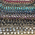 18" Dark Brown Thread Necklace Section with 8mm Faceted Matte Finish Rondelle Shaped Opaque Bicolor Denim Chinese Crystal Beads - (18CC-149)
