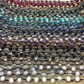 18" Dark Brown Thread Necklace Section with 8mm Faceted Glossy Finish Rondelle Shaped Opaque Denim Blue Chinese Crystal Beads - (18CC-56)