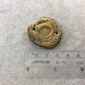 OOAK Metallic Gold Coated Freeform Oval Shaped Chalcedony Galaxy Druzy Dual Drilled Connector Slab Bead "E" - Measuring 32mm x 35mm, Approx.