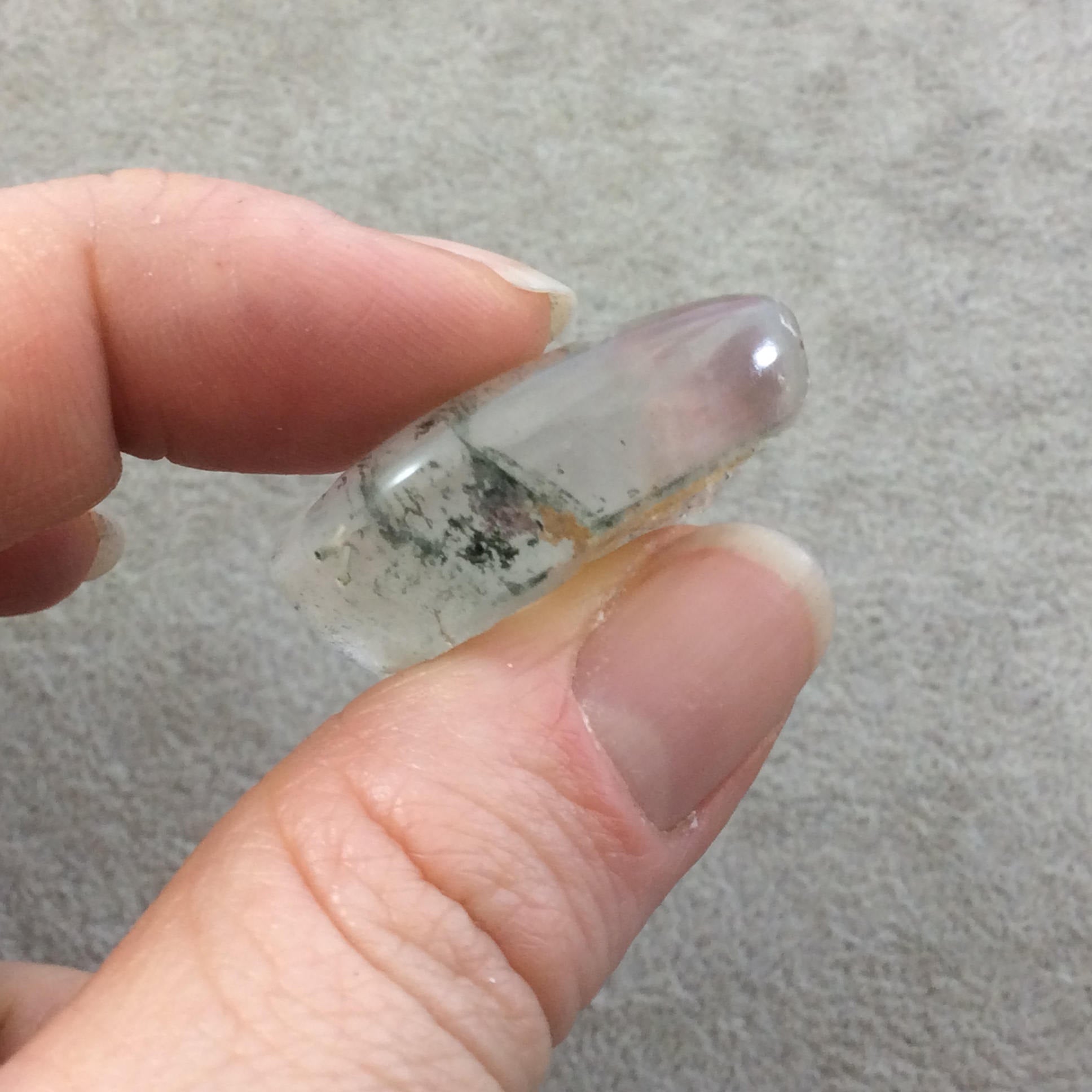 Natural Lodolite (Scenic/Garden Quartz) Teardrop Shaped Reverse Domed Cabochon - Measuring 24mm x 32mm, 12mm Dome - Quality Gemstone Cab