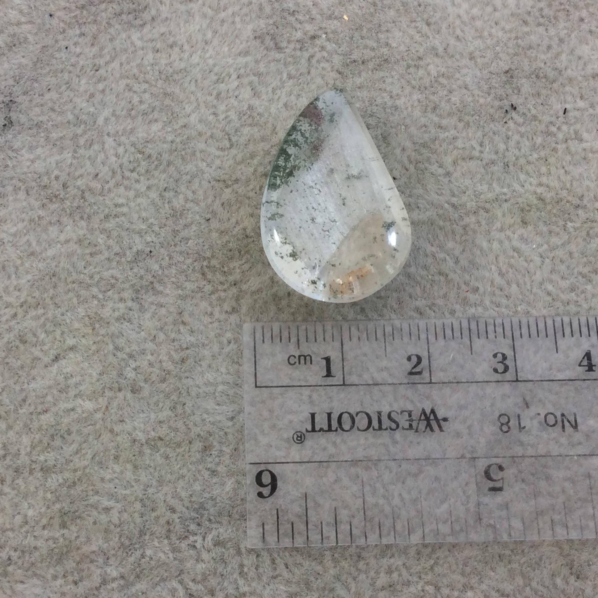 Natural Lodolite (Scenic/Garden Quartz) Curved Tear Shaped Reverse Domed Cabochon - Measuring 18mm x 27mm, 8.5mm Dome - Quality Gemstone Cab