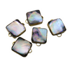 1" Iridescent Gray Natural Abalone Shell Square Shaped Gold Plated Bezel Connector - Measuring 23mm x 23mm.