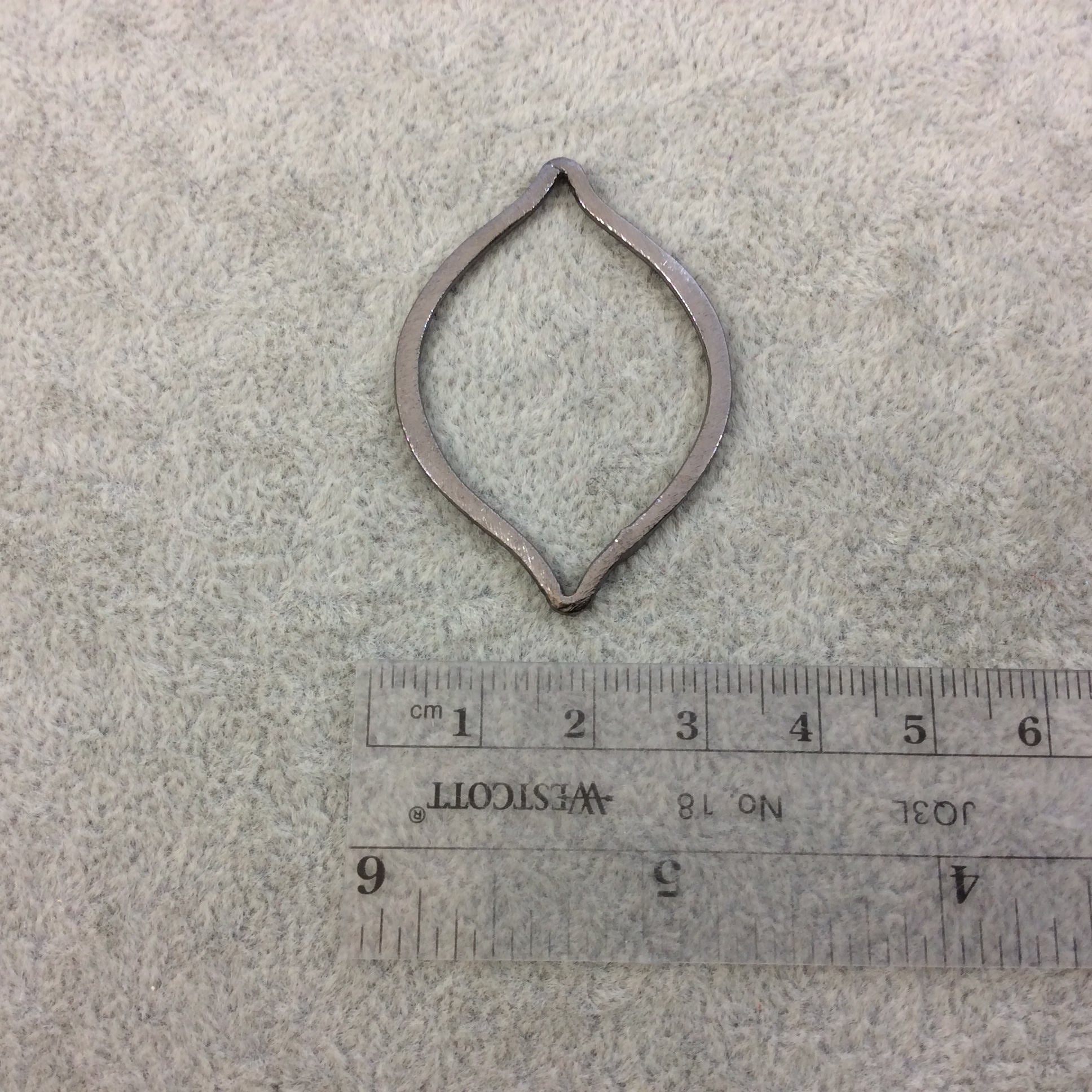 35mm x 49mm Gunmetal Brushed Finish Open Marquise Shaped Plated Copper Components - Sold in Pre-Counted Bulk Packs of 10 Pieces - (079-GM)
