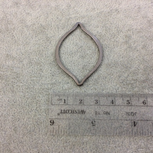 35mm x 49mm Gunmetal Brushed Finish Open Marquise Shaped Plated Copper Components - Sold in Pre-Counted Bulk Packs of 10 Pieces - (079-GM)