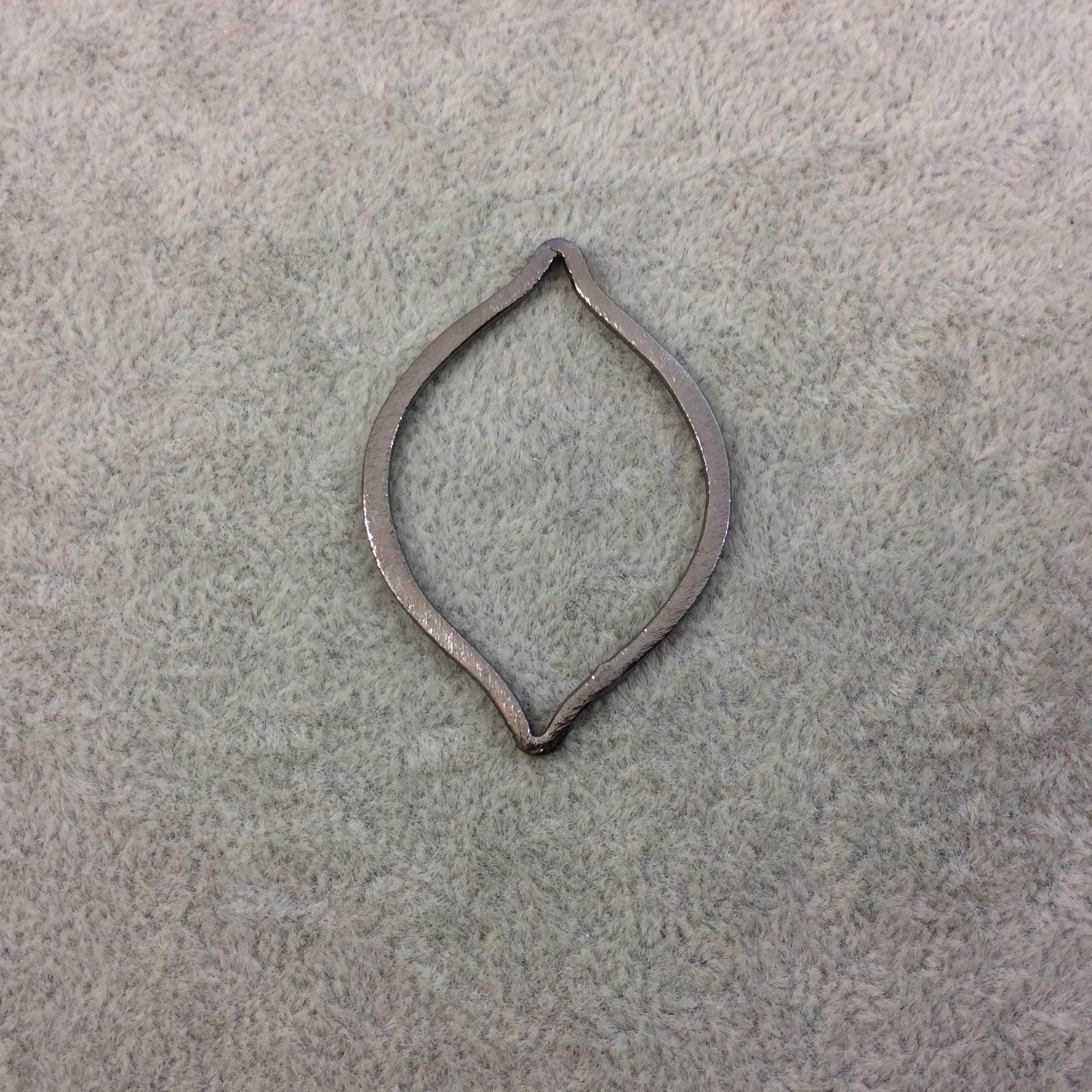 35mm x 49mm Gunmetal Brushed Finish Open Marquise Shaped Plated Copper Components - Sold in Pre-Counted Bulk Packs of 10 Pieces - (079-GM)