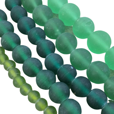 12mm Matte Emerald Green Irregular Rondelle Shaped Indian Beach/Sea Glass Beads - Sold by 16" Strands - Approximately 34 Beads
