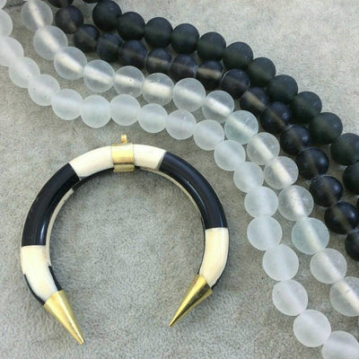 14mm Matte Trans. White Centered Irregular Rondelle Shaped Indian Beach/Sea Glass Beads - Sold by 16" Strands - Approx. 28 Beads