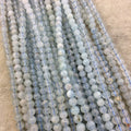 4-5mm Glossy Finish Natural Light Blue Aquamarine Round/Ball Shaped Beads with 1mm Holes - Sold by 15.75" Strands (Approximately 88 Beads)