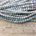 5-6mm Glossy Finish Natural Light Blue Aquamarine Round/Ball Shaped Beads with 1mm Holes - Sold by 15.5" Strands (Approximately 72 Beads)