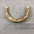 5" Extra-Large Light Brown Double Ended U-Shaped Inlay Crescent Shaped Natural Ox Bone Focal Pendant - Measuring 130mm x 85mm