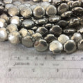 16mm Glossy Finish Natural Metallic Pyrite Quatrefoil Shaped Beads with 1mm Holes - 15.5" Strand (Approx. 25 Beads) - Quality Gemstone