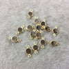 BULK LOT - Pack of Six (6) Gold Vermeil Pointed/Cut Stone Faceted Round/Coin Shaped Smoky Quartz Bezel Connectors - Measuring 5mm x 5mm