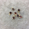 BULK LOT - Pack of Six (6) Gold Vermeil Pointed/Cut Stone Faceted Round/Coin Shaped Deep Red Garnet Bezel Pendants - Measuring 5mm x 5mm
