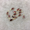 BULK LOT - Pack of Six (6) Gold Vermeil Pointed/Cut Stone Faceted Marquise Shaped Deep Red Garnet Bezel Pendants - Measuring 4mm x 8mm
