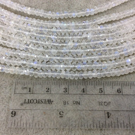 Micro-Faceted AAA Moonstone Rondelle Beads