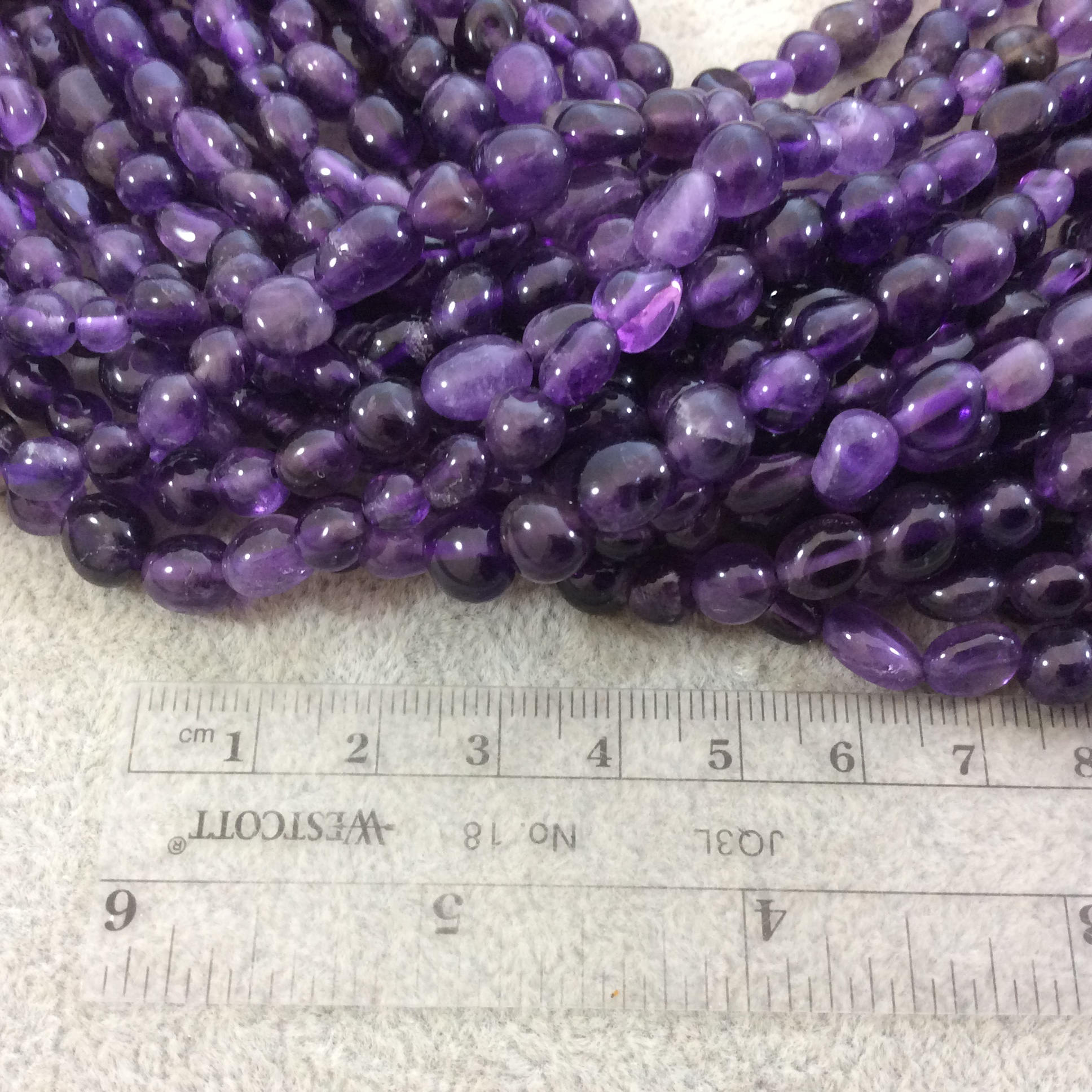 Natural Dark Amethyst Freeform Nugget Shape Beads with 1mm Holes - Sold by 15.5" Strands (Approx. 49 Beads) - Measuring 5-8mm Long, Approx.