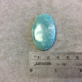 OOAK Natural Blue/Green Amazonite Oblong Oval Shaped Flat Back Cabochon "12" - Measuring 26mm x 40mm, 5mm Dome - High Quality Gemstone