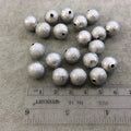 12mm Sandblasted Stardust Finish Silver Base Metal Round/Ball Shaped Beads with 2mm Holes - Loose, Sold in Pre-Packed Bags of 20 Beads