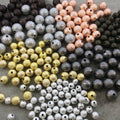 8mm Sandblasted Stardust Finish Gunmetal Base Metal Round/Ball Beads with 1.5mm Holes - Loose, Sold in Pre-Packed Bags of 45 Beads