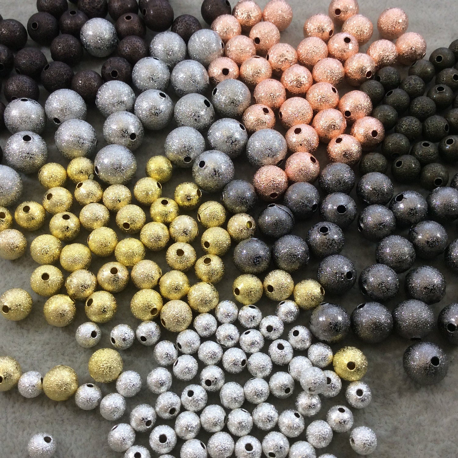 12mm Sandblasted Stardust Finish Antique Brass Base Metal Round/Ball Shape Beads with 2mm Holes - Loose, Sold in Pre-Packed Bags of 20 Beads