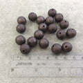 12mm Sandblasted Stardust Finish Antique Copper Base Metal Round Shaped Beads with 2mm Holes - Loose, Sold in Pre-Packed Bags of 20 Beads