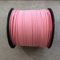 FULL SPOOL - Matte Light Pink Faux Micro Suede Jewelry Cord - Measuring 1.5mm x 2.5mm - 325 Feet (100 Meters) - Imitation VEGAN Leather