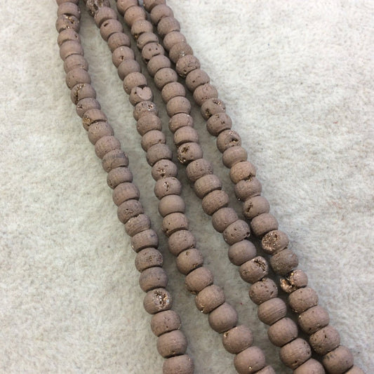 6mm Matte Finish Premium Bronze/Brown Titanium Druzy Agate Rondelle Shaped Beads with 1mm Holes - Sold by 7.75" Strands (Approx. 45 Beads)
