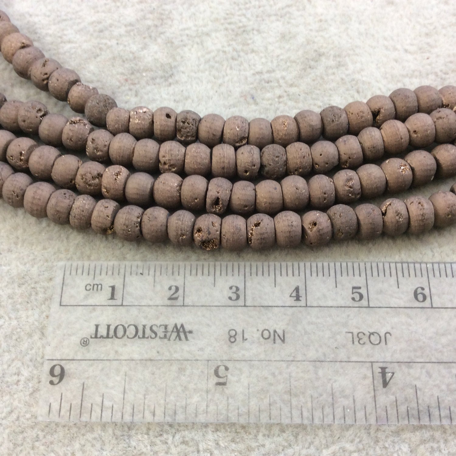 6mm Matte Finish Premium Bronze/Brown Titanium Druzy Agate Rondelle Shaped Beads with 1mm Holes - Sold by 7.75" Strands (Approx. 45 Beads)