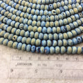 8mm Matte Finish Premium Rondelle Shaped Blue/Gold Titanium Druzy Agate  Beads with 1mm Holes - Sold by 7.75" Strands (Approx. 38 Beads)