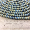 8mm Matte Finish Premium Rondelle Shaped Blue/Gold Titanium Druzy Agate  Beads with 1mm Holes - Sold by 7.75" Strands (Approx. 38 Beads)