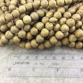 8mm Matte Finish Premium Metallic Gold Druzy Agate Round/Ball Shaped Beads with 1mm Holes - Sold by 15.5" Strands (Approx. 48 Beads)
