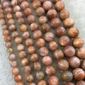 10mm Glossy Finish Natural AAA Peach Sunstone Round/Ball Shaped Beads with 1mm Holes - 15.5" Strand (Approx. 40 Beads per Strand)