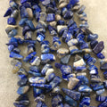 Natural Mixed Lapis Lazuli Chunky Nugget Shaped Beads with 1mm Holes - Sold by 16" Strands (Approx. 75-80 Beads) - Measuring 10-15mm Wide