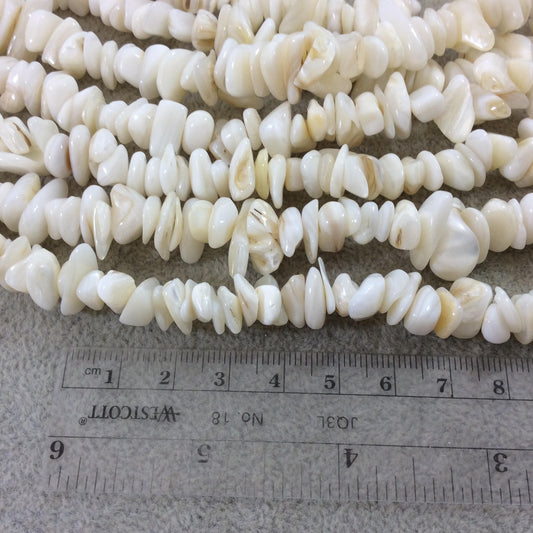Natural Mother of Pearl Chunky Nugget Shaped Beads with 1mm Holes - Sold by 16" Strands (Approx. 75-80 Beads) - Measuring 10-15mm Wide