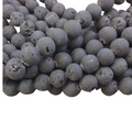 10mm Matte Finish Premium Dark Black/Gray Druzy Agate Round/Ball Shaped Beads with 1mm Holes - Sold by 15.5" Strands (Approx. 40 Beads)