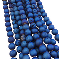 10mm Matte Finish Premium Metallic Deep Blue Druzy Agate Round/Ball Shaped Beads with 1mm Holes - Sold by 15.5" Strands (Approx. 40 Beads)