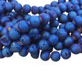 10mm Matte Finish Premium Metallic Deep Blue Druzy Agate Round/Ball Shaped Beads with 1mm Holes - Sold by 15.5" Strands (Approx. 40 Beads)